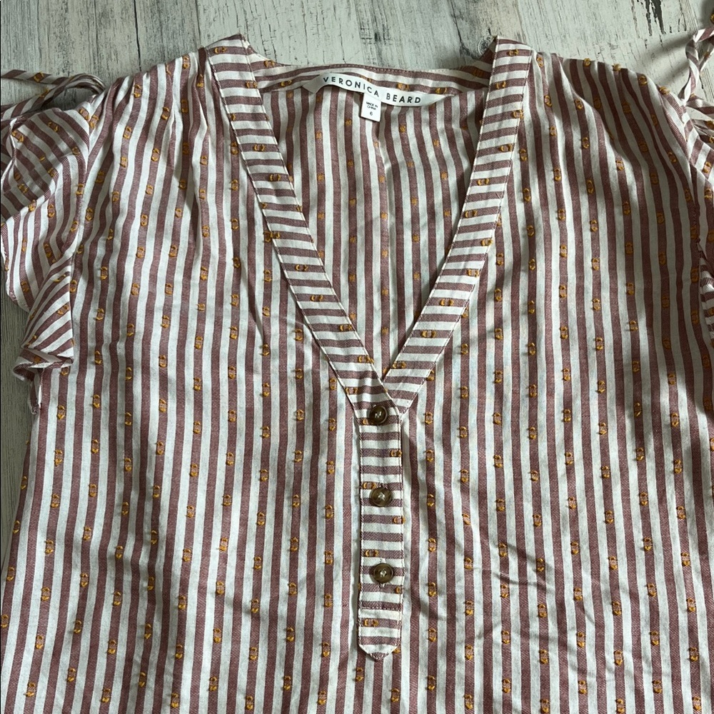 Veronica Beard Blakely Striped Blouse Size 6 - Picture 5 of 11